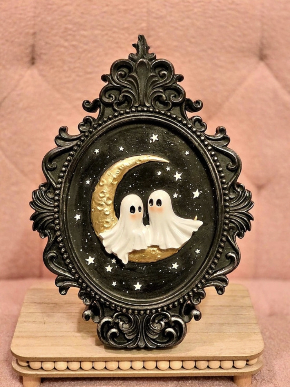 Ghosts & Moon Ornate Black & Gold Table Top Decor